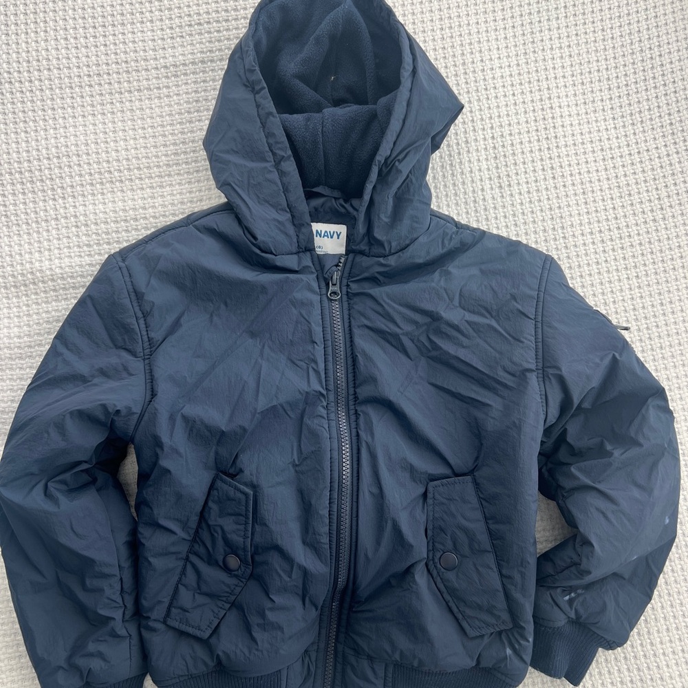 Old Navy Boys Navy Puffer Jacket Hooded Winter Coat Size 8